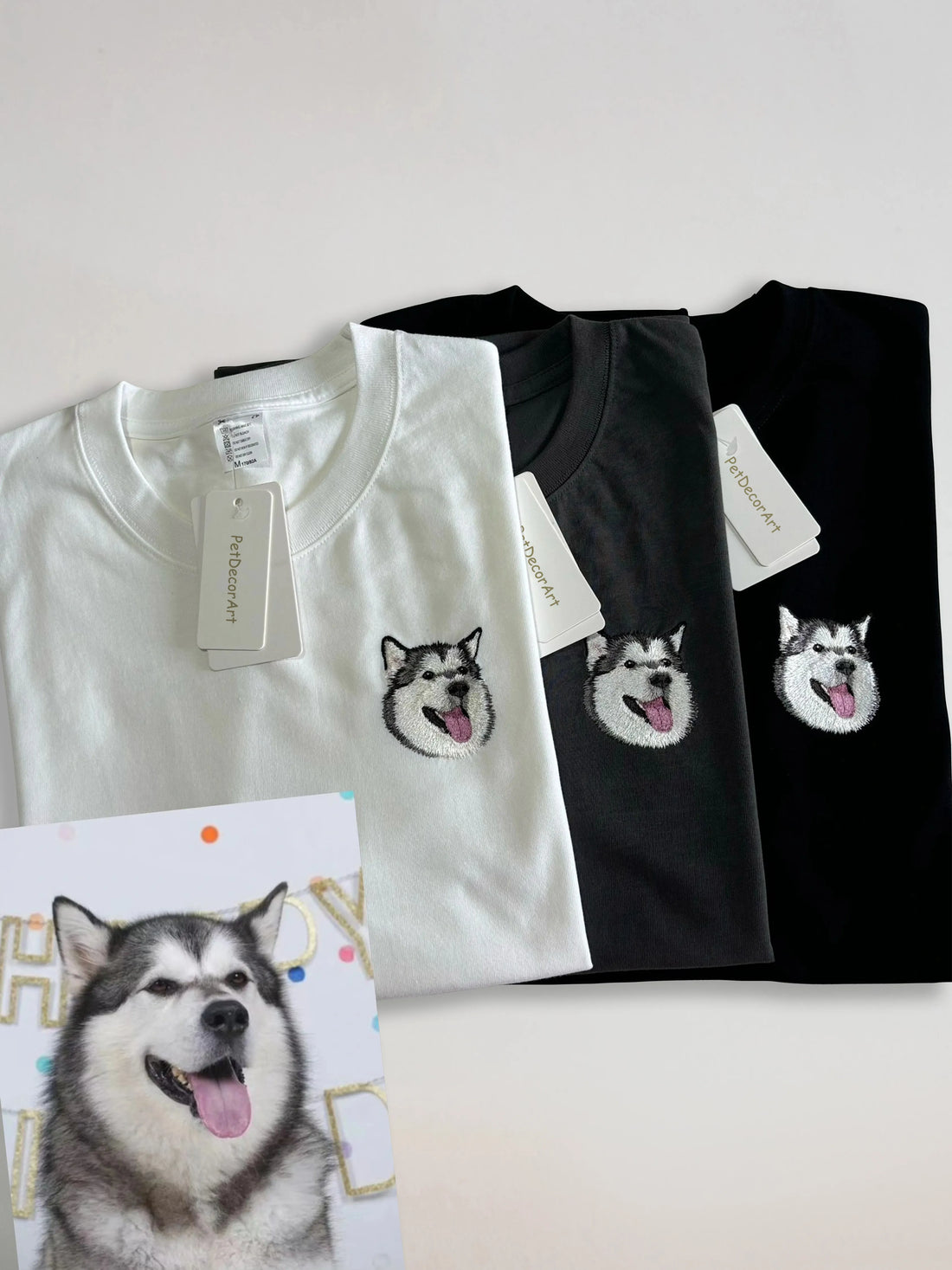 Custom Hand Embroidered Pet Portrait T-Shirt | PetDecorArt
