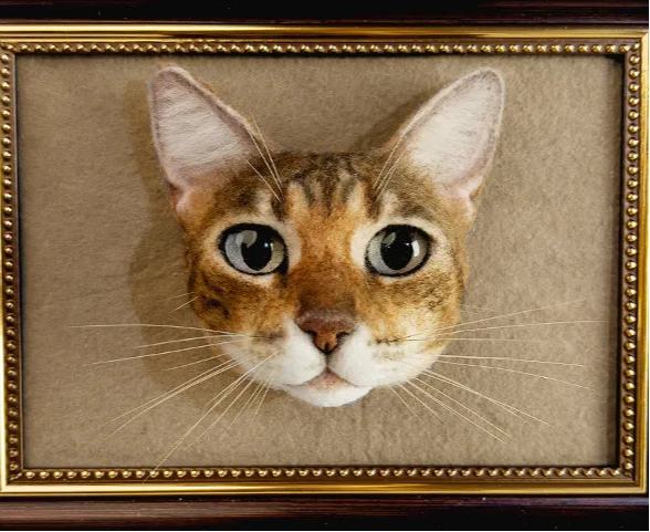 Handcrafted Wool Needle Felted sculpture based on customer's pet photo