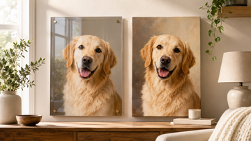 Pet Portrait on Glass vs. Canvas