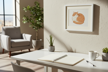 A cozy desk scene with a framed pet portrait, a notebook, and a budget planning vibe for 2026.