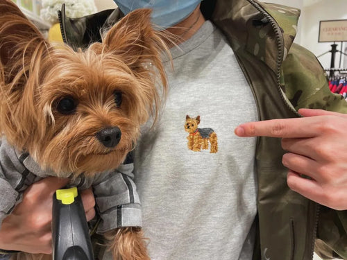 Custom wool felt portrait embroidered T-shirt