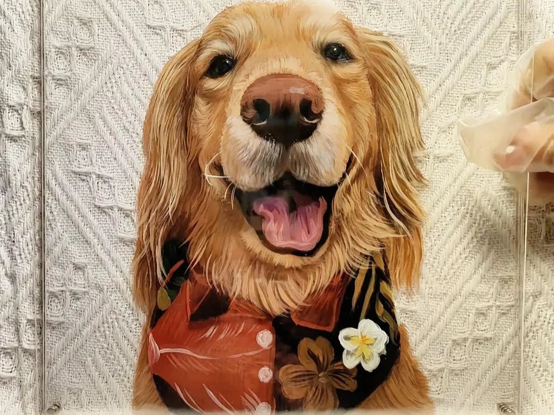 3D Oil Painted Pet Portrait on Glass – A Unique Tribute to Your Pet