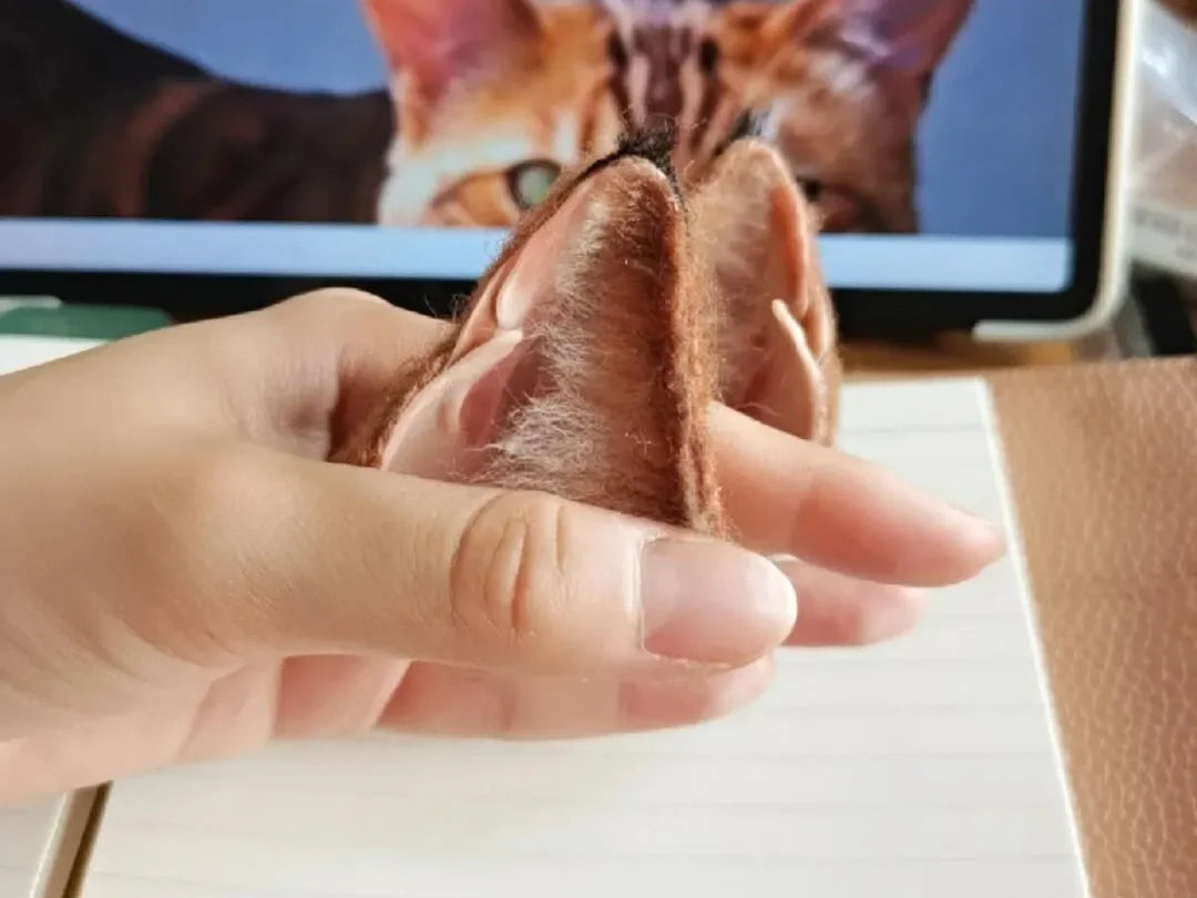 How to Sculpt Polymer Clay Cat Ears with Wool Needle Felting