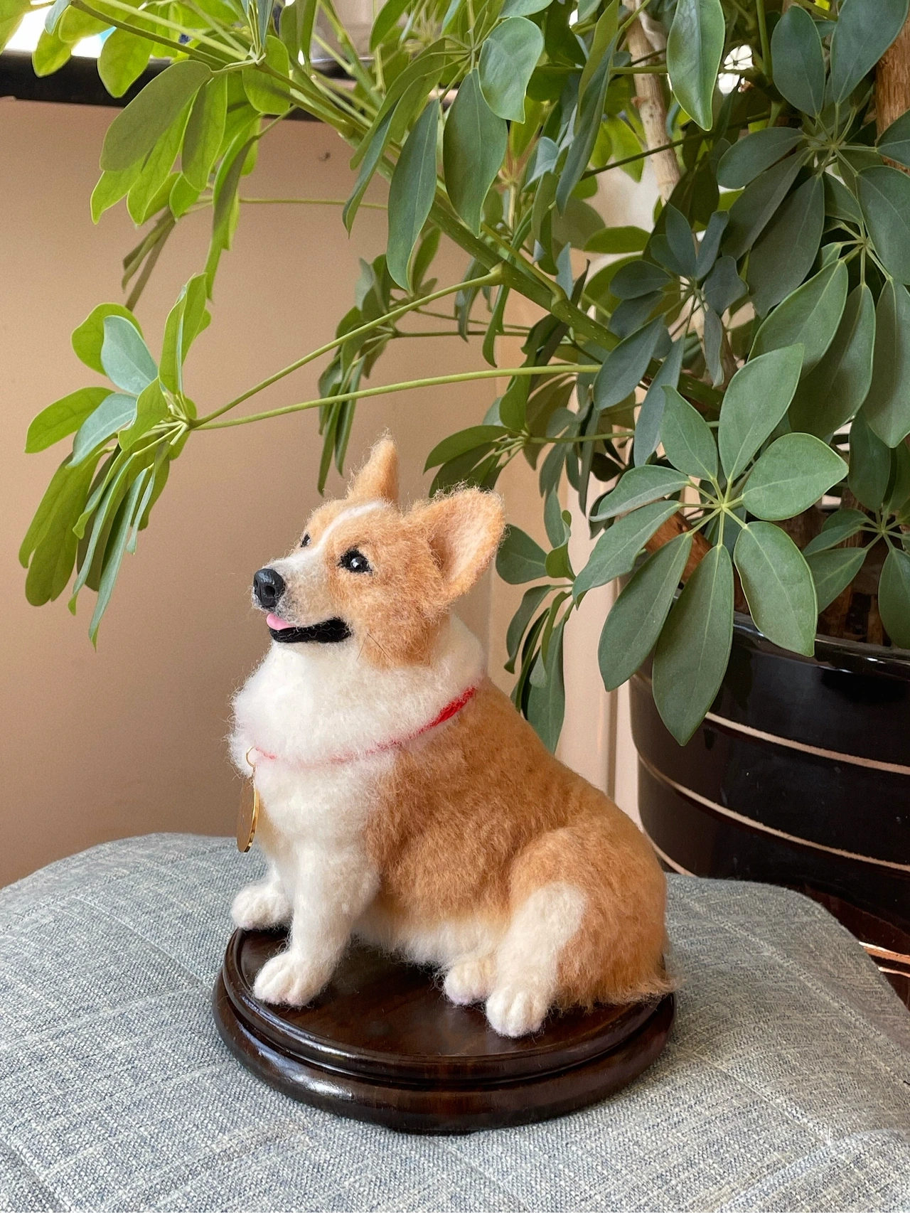 Needle-felted custom corgi stuffed animal portrait from PetDecorArt