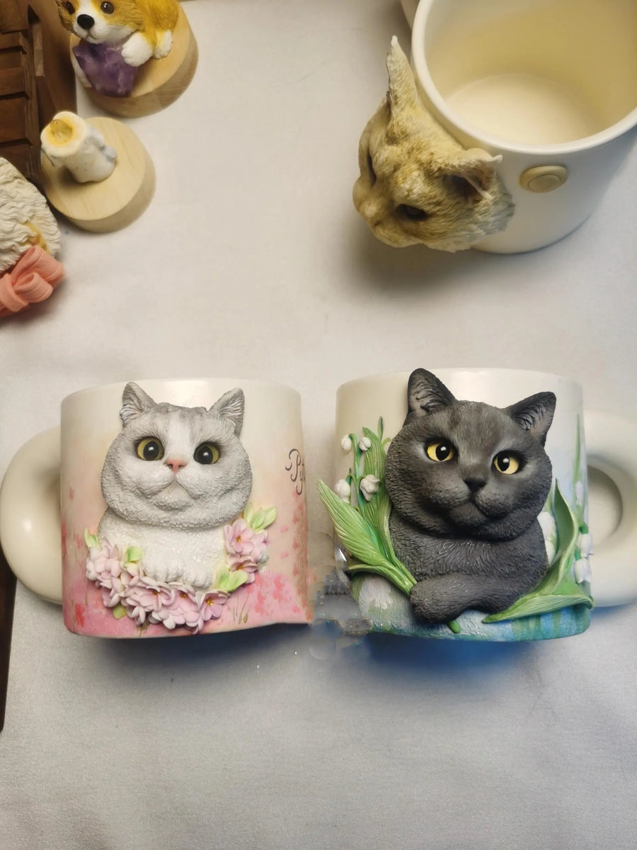 Handcrafted 3D clay custom cat portrait