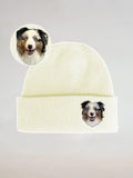 Custom 2D Wool Needle Felt Embroidered Pet Portraits Beanie