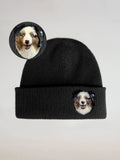 Custom 2D Wool Needle Felt Embroidered Pet Portraits Beanie