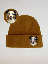 Custom 2D Wool Needle Felt Embroidered Pet Portraits Beanie