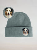 Custom 2D Wool Needle Felt Embroidered Pet Portraits Beanie