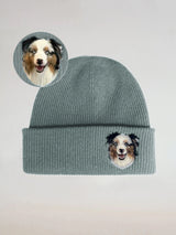 Custom 2D Wool Needle Felt Embroidered Pet Portraits Beanie