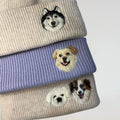 Custom 2D Wool Needle Felt Embroidered Pet Portraits Beanie | PetDecorArt