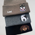 Custom 2D Wool Needle Felt Embroidered Pet Portraits Beanie | PetDecorArt