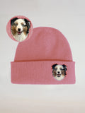 Custom 2D Wool Needle Felt Embroidered Pet Portraits Beanie