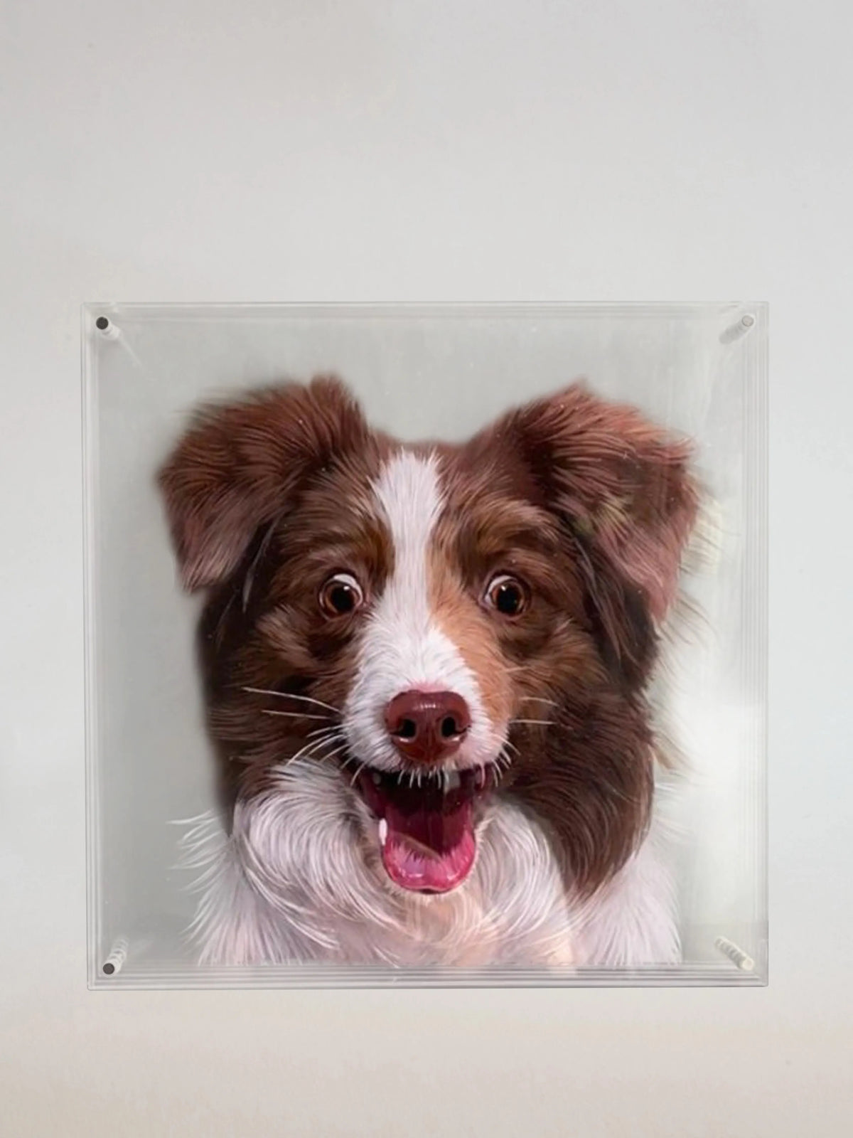3D oil painting of a pet on clear glass