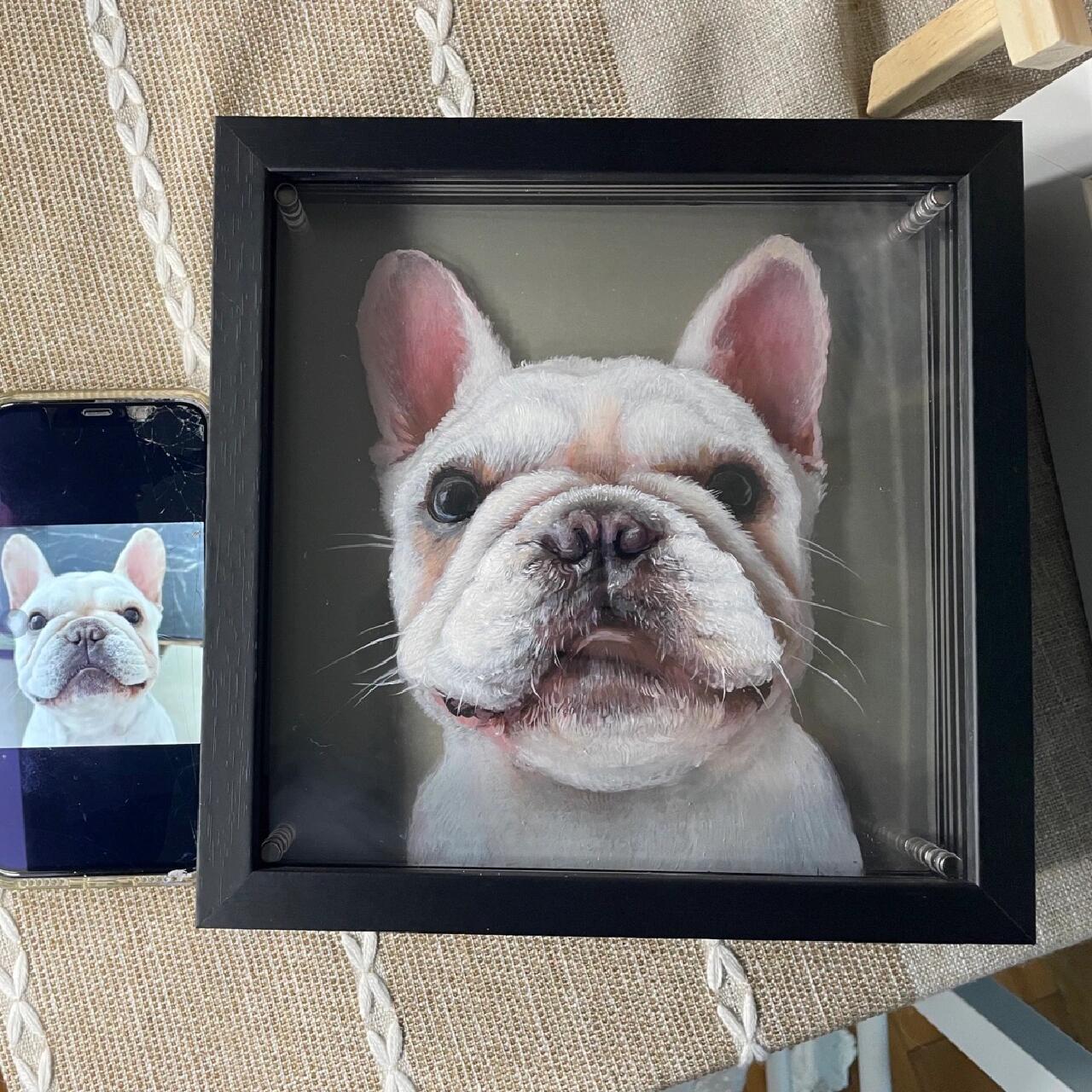 Custom 3D Oil Painted Pet Portrait on Glass Oil Painting Glass Art Painting