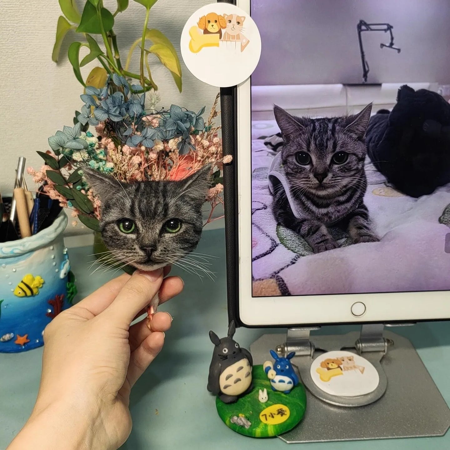 Custom 3D Wool Felted Pet Portrait Brooch