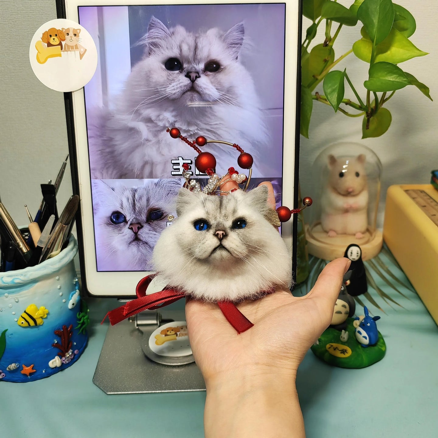 Custom 3D Wool Felted Pet Portrait Brooch