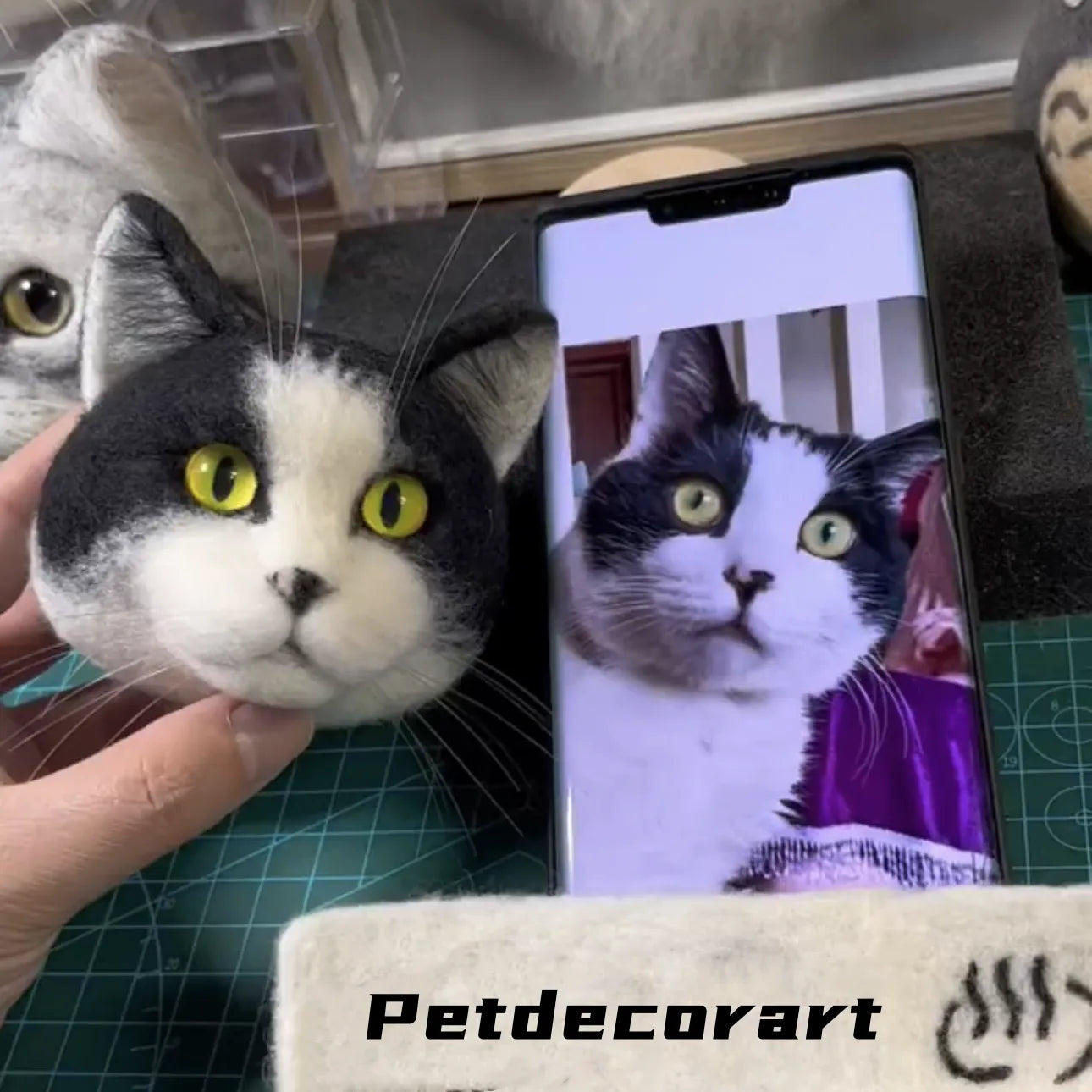 Custom 3D Wool Felted Pet Portrait Keychain Car Ornaments