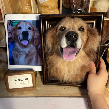 Custom 3D Wool Felted Pet Portrait with Wooden Frame