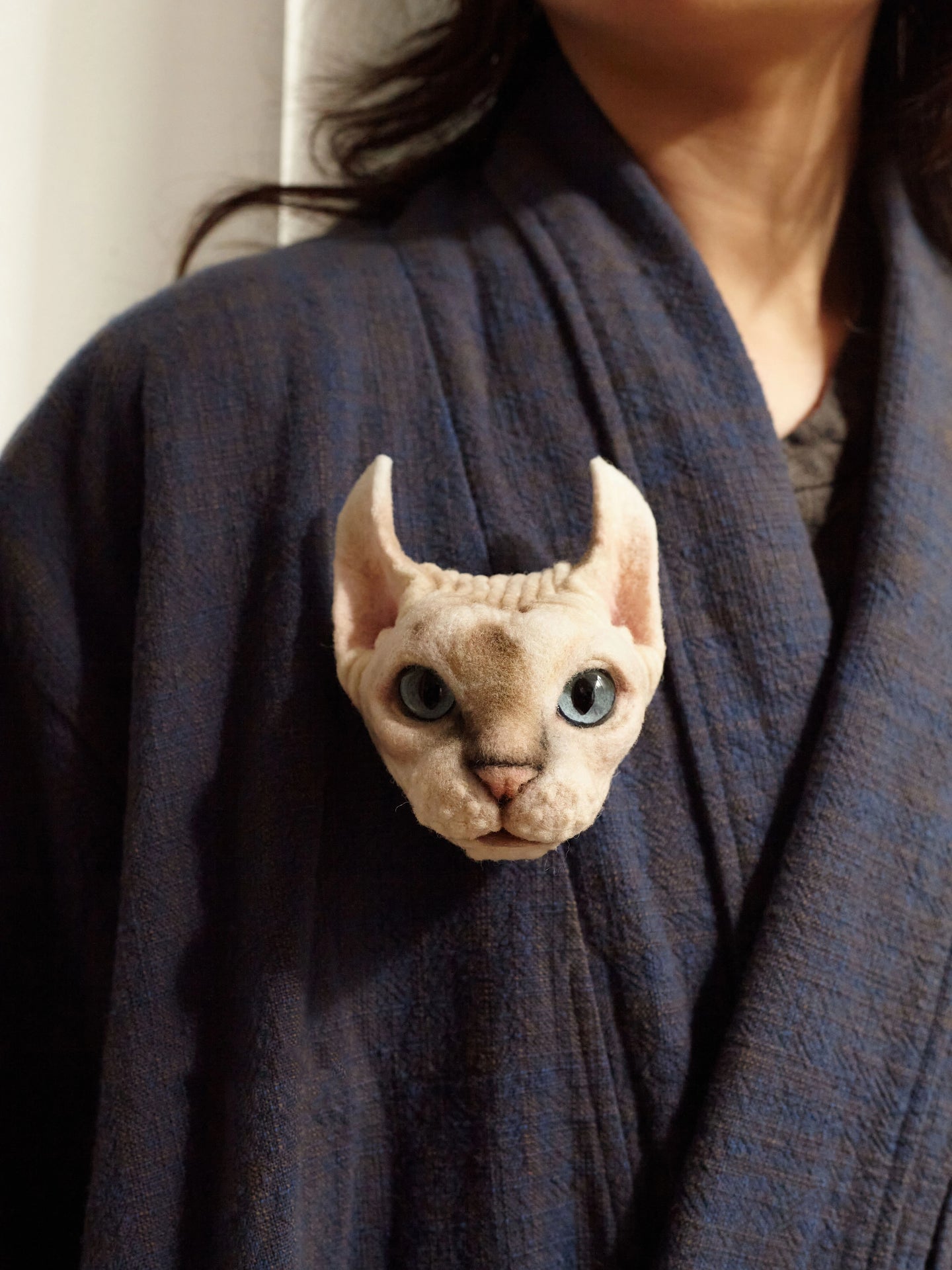 Custom 3D Wool Needle Felted Pet Portrait Brooch