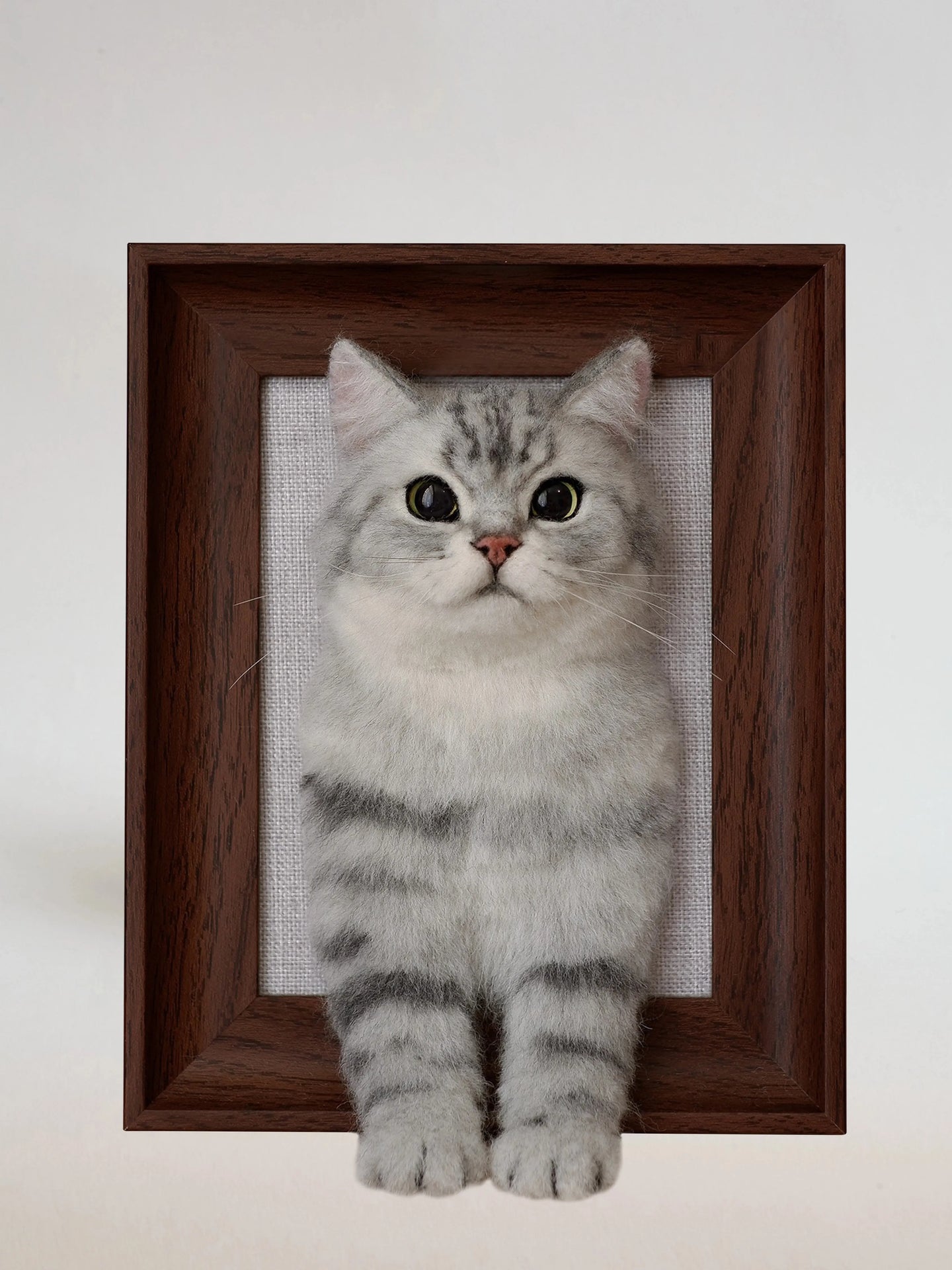 Framed custom felt cat portrait from PetDecorArt