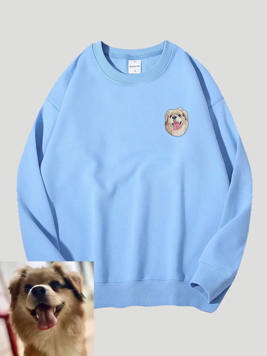 PetDecorArt custom embroidered personalized sweatshirt with pet portrait