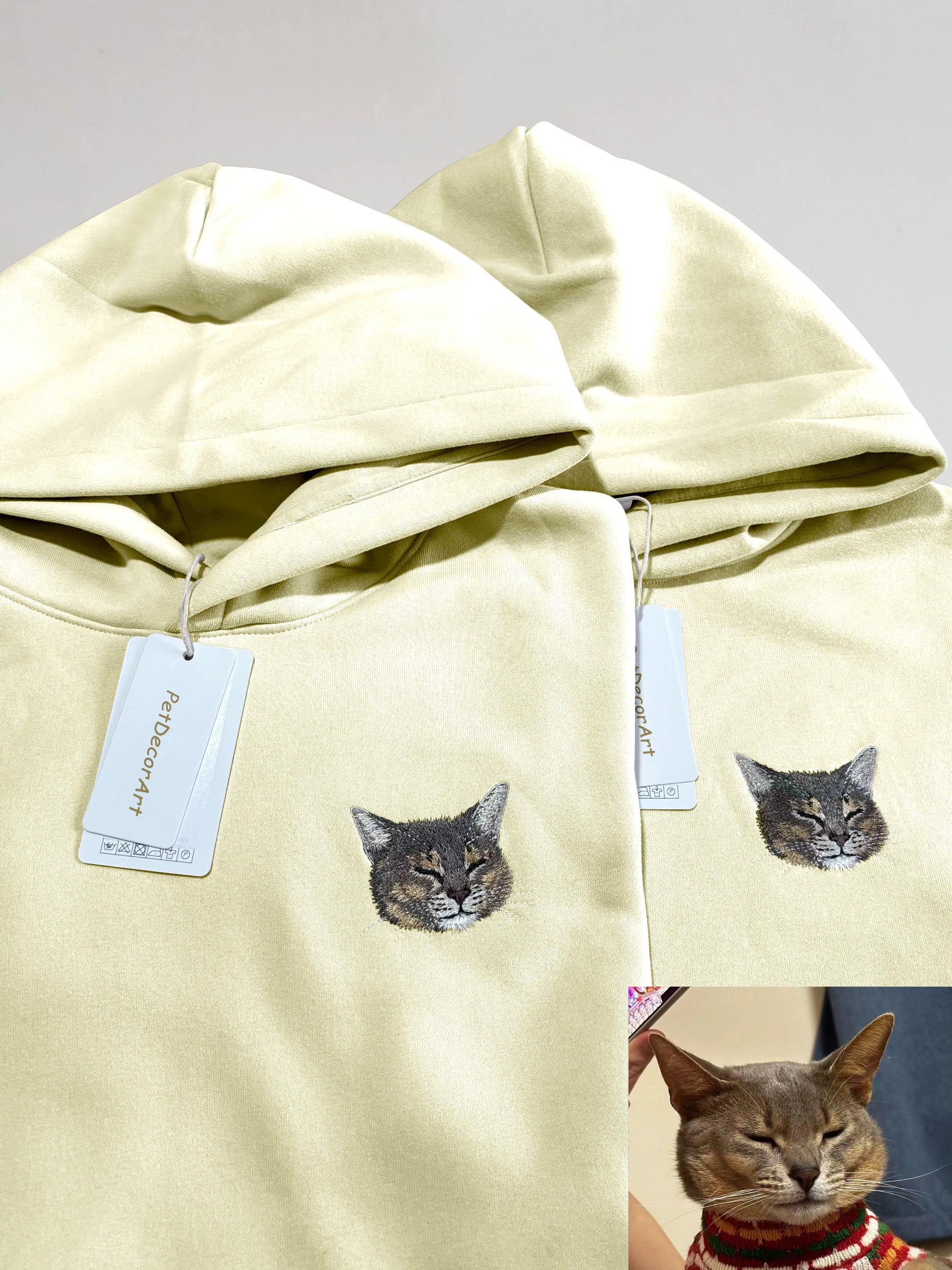 Custom Embroidered Pet Portrait Hoodie Long Sleeve