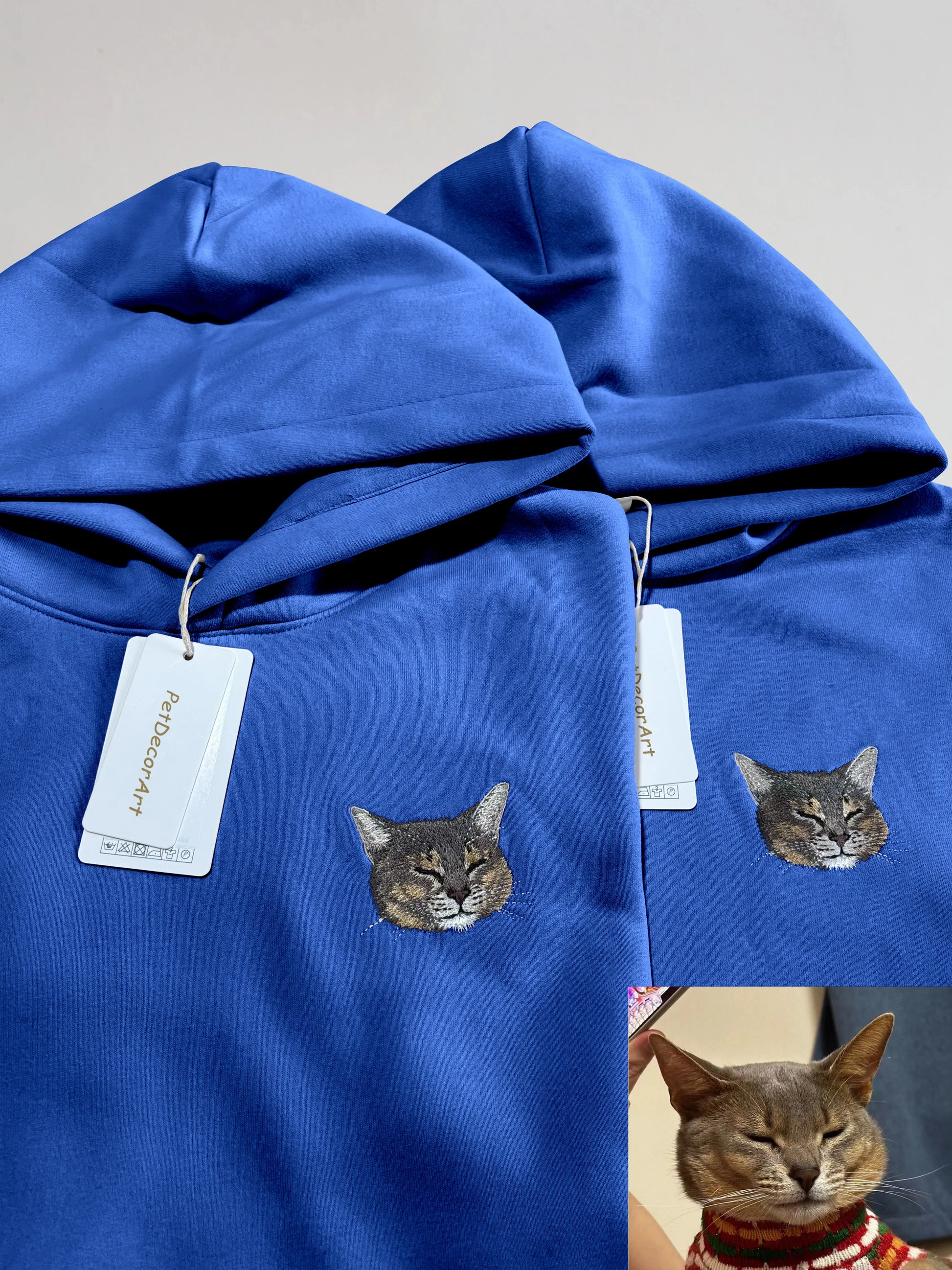 Custom Embroidered Pet Portrait Hoodie Long Sleeve