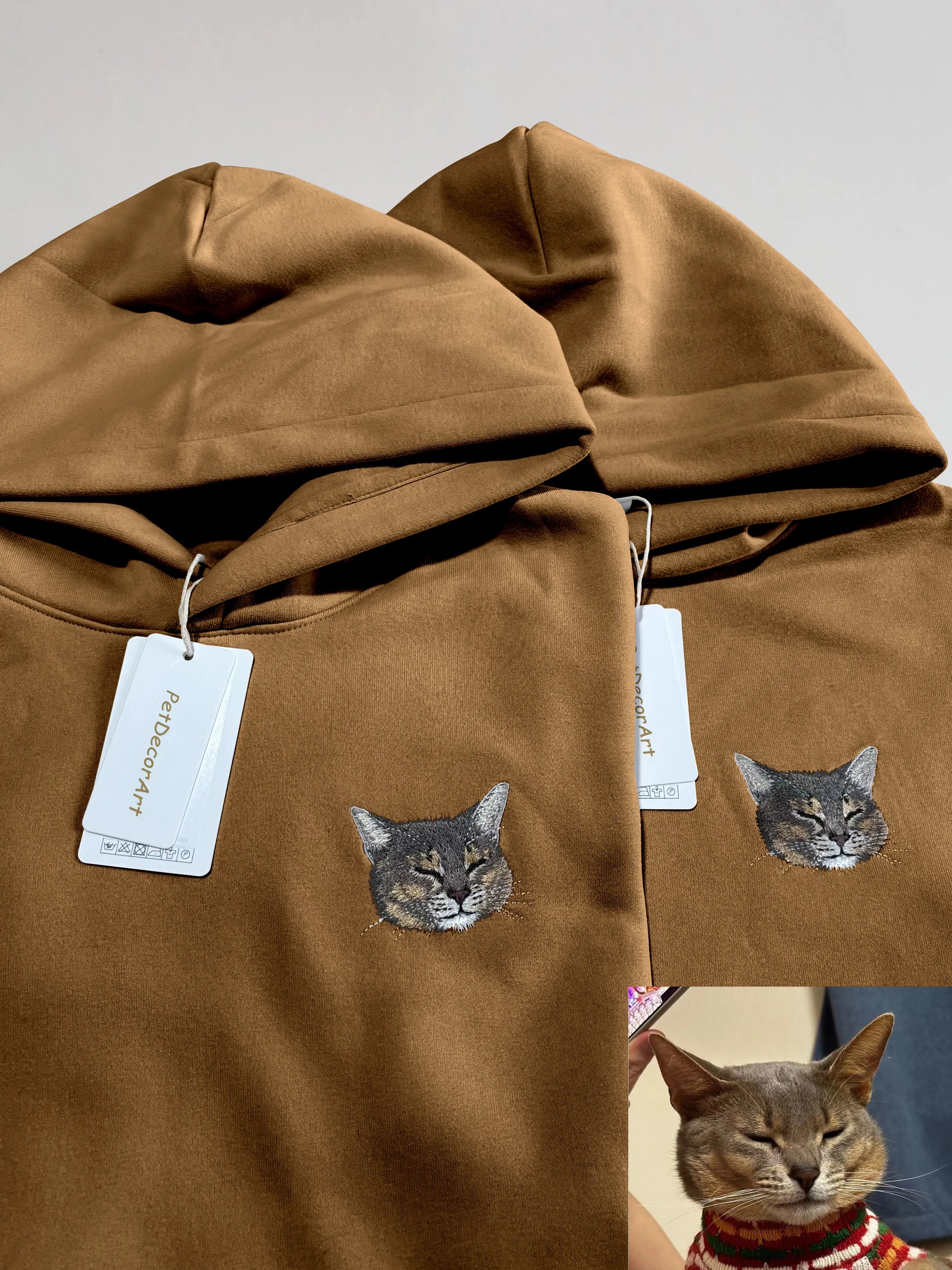 Custom Embroidered Pet Portrait Hoodie Long Sleeve