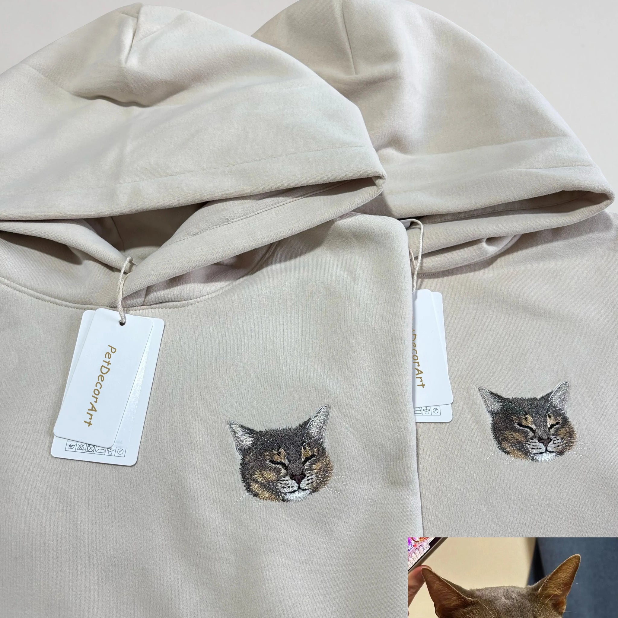 Custom Embroidered Pet Portrait Hoodie Long Sleeve