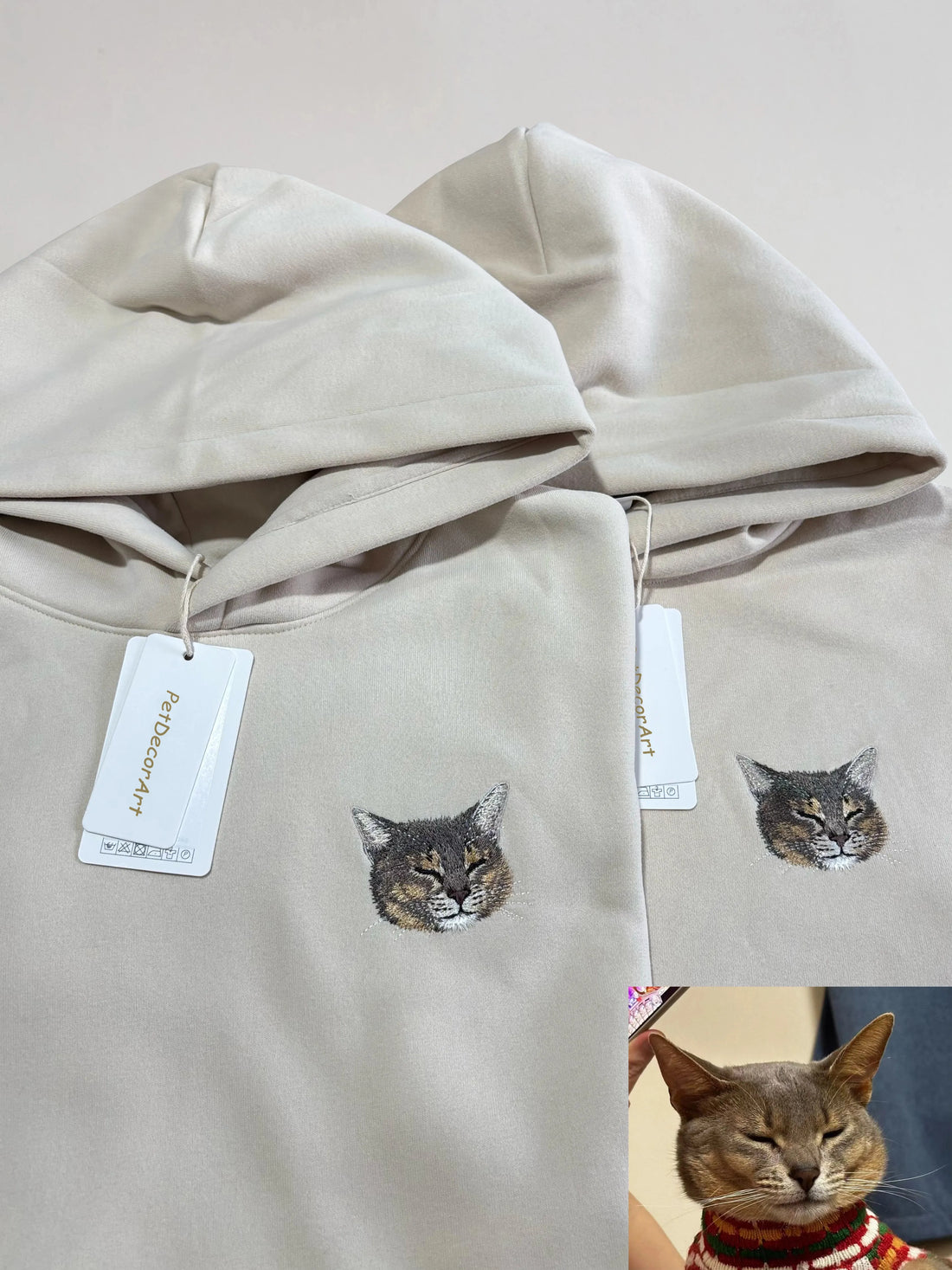 Custom Embroidered Pet Portrait Hoodie Long Sleeve