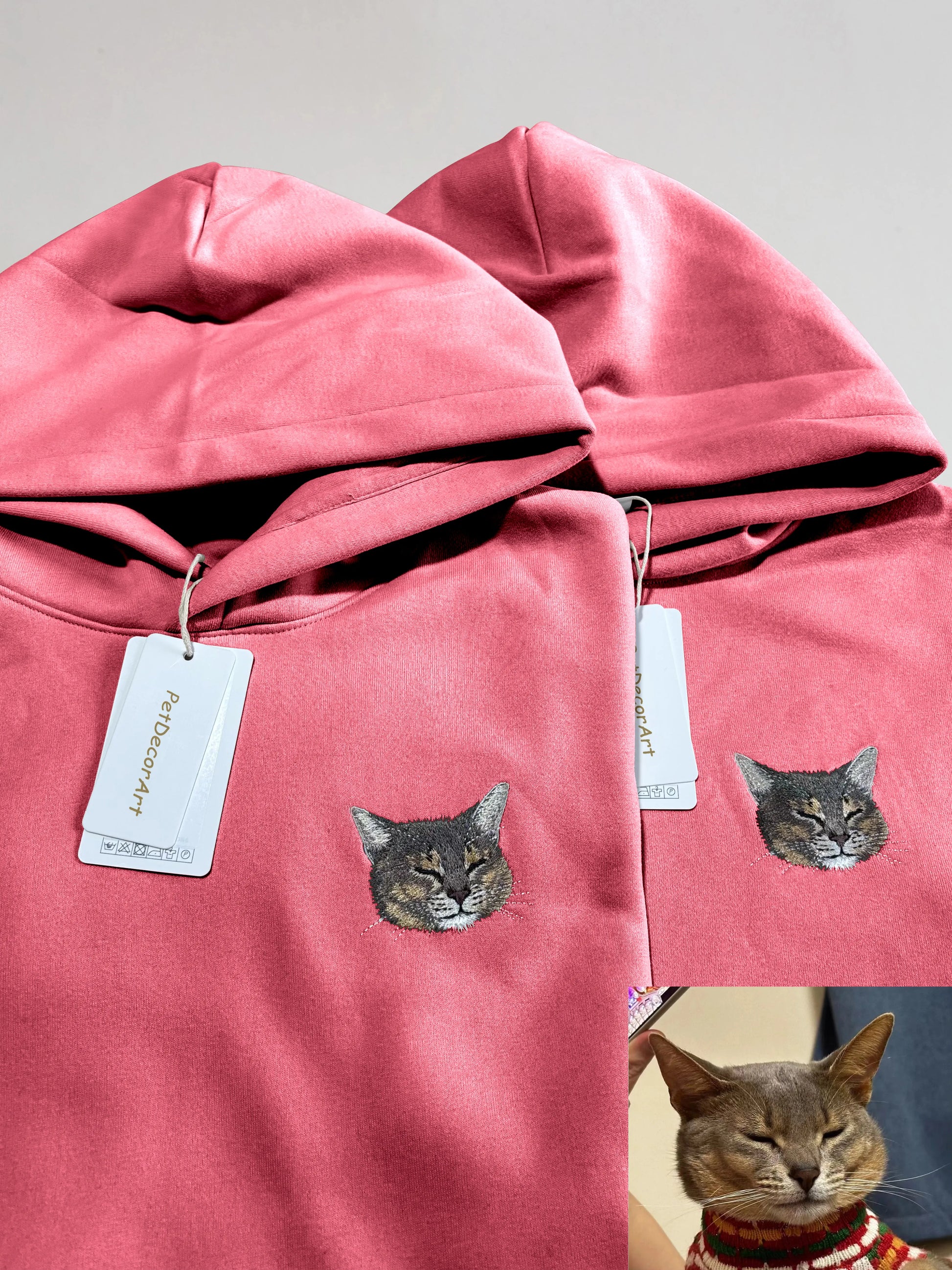 Custom Embroidered Pet Portrait Hoodie Long Sleeve