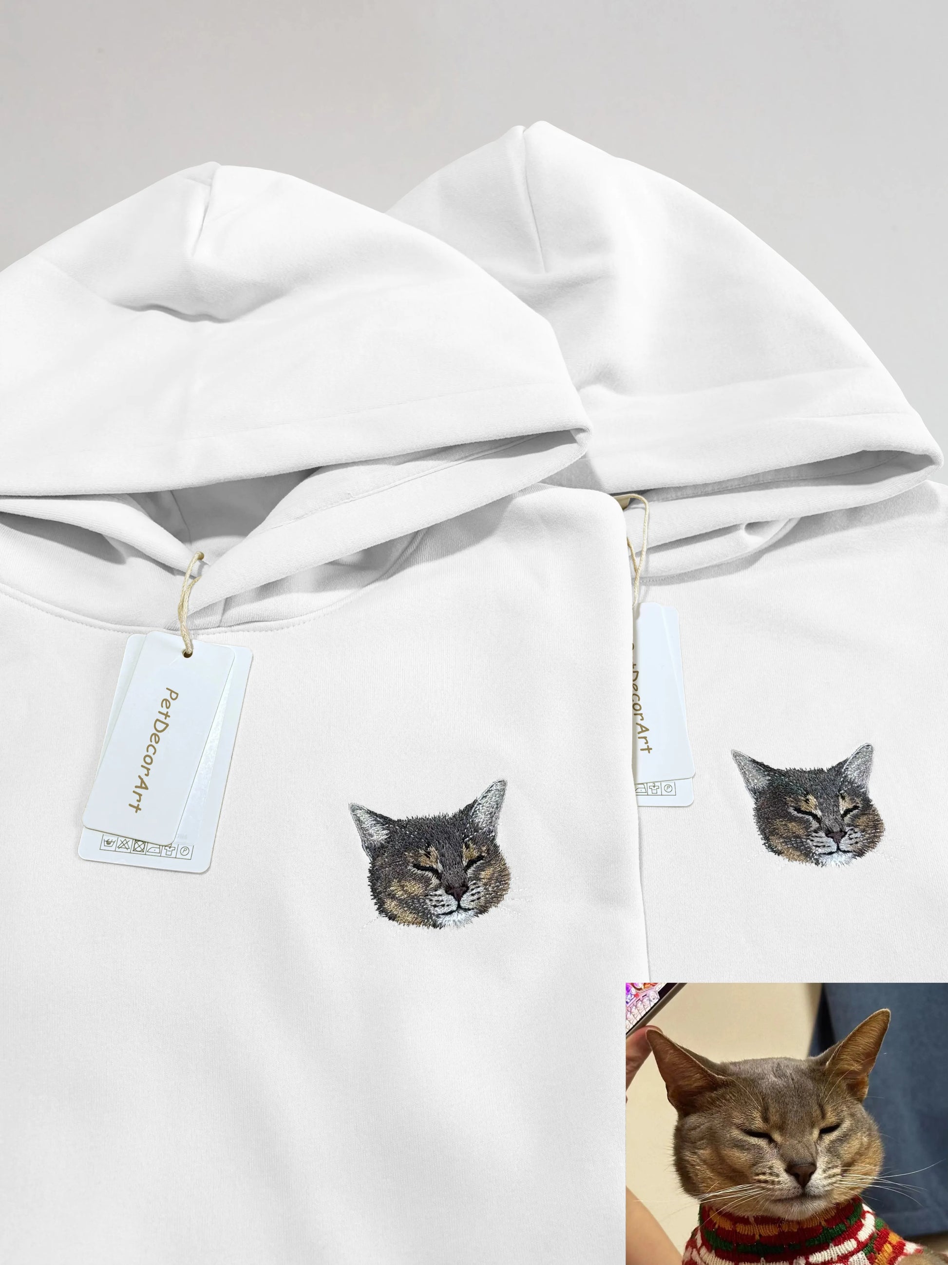 Custom Embroidered Pet Portrait Hoodie Long Sleeve