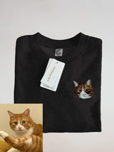 Custom Embroidered Pet Portrait Sweatshirt Crew Neck Long Sleeve 