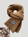 Custom Embroidered Scarf – 100% Cashmere Wool Scarf with Pet Portrait