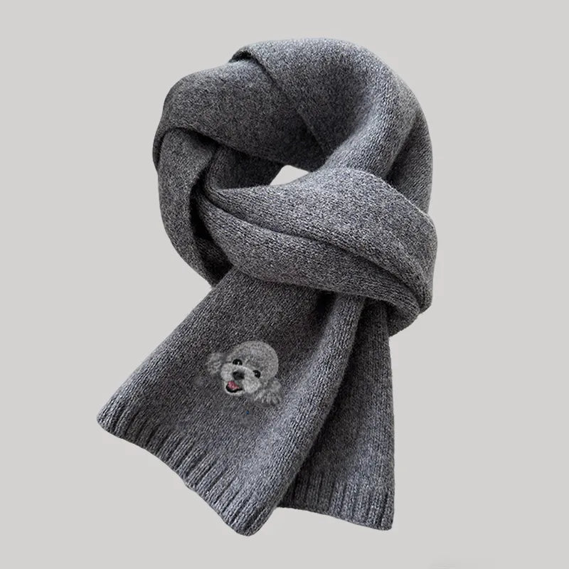 Custom Embroidered Scarf – 100% Cashmere Wool Scarf with Pet Portrait