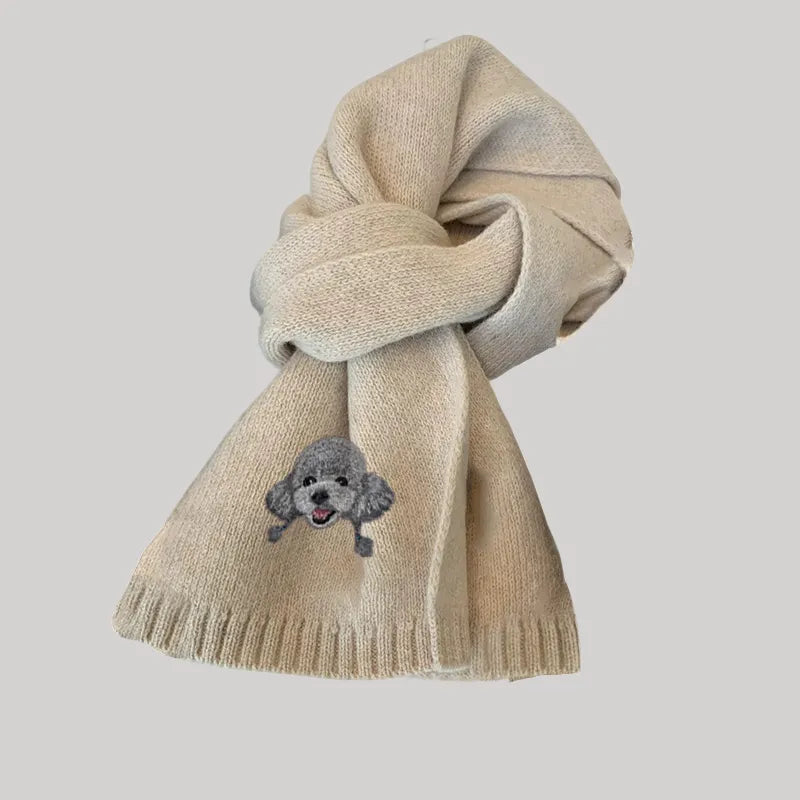 Custom Embroidered Scarf – 100% Cashmere Wool Scarf with Pet Portrait