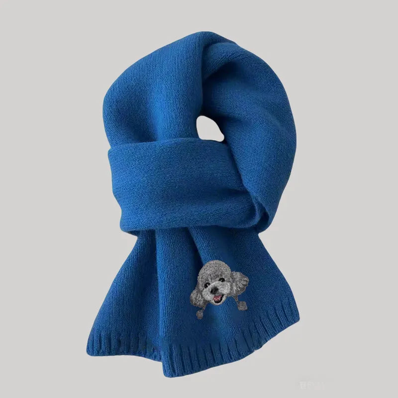 Custom Embroidered Scarf – 100% Cashmere Wool Scarf with Pet Portrait