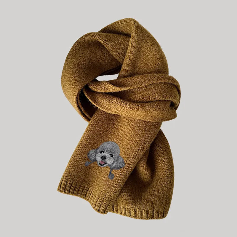 Custom Embroidered Scarf – 100% Cashmere Wool Scarf with Pet Portrait
