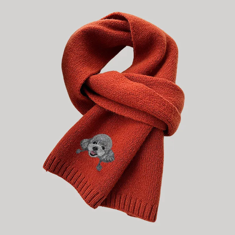 Custom Embroidered Scarf – 100% Cashmere Wool Scarf with Pet Portrait