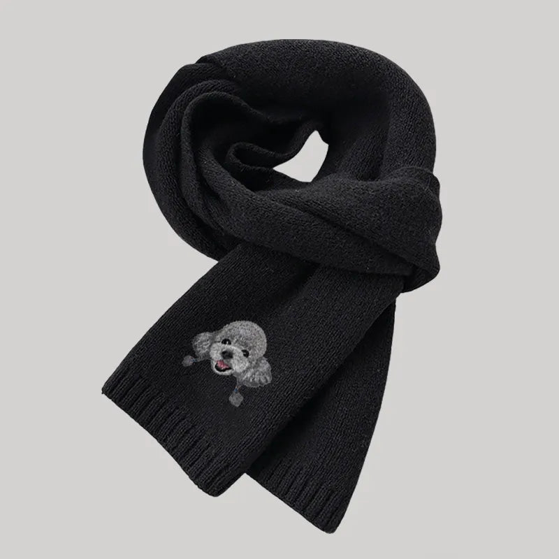 Custom Embroidered Scarf – 100% Cashmere Wool Scarf with Pet Portrait