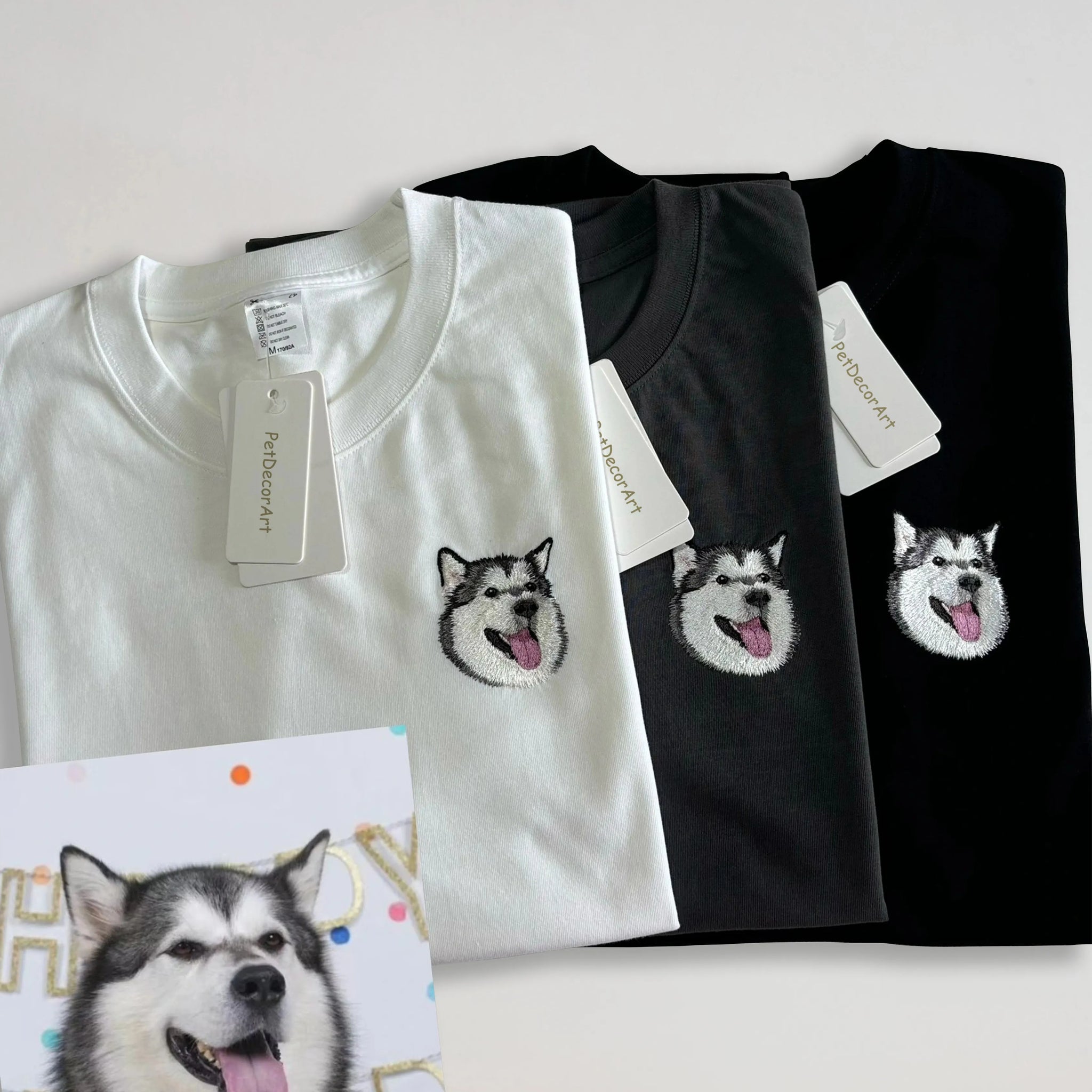 Custom Hand Embroidered Pet Portrait T-Shirt | PetDecorArt