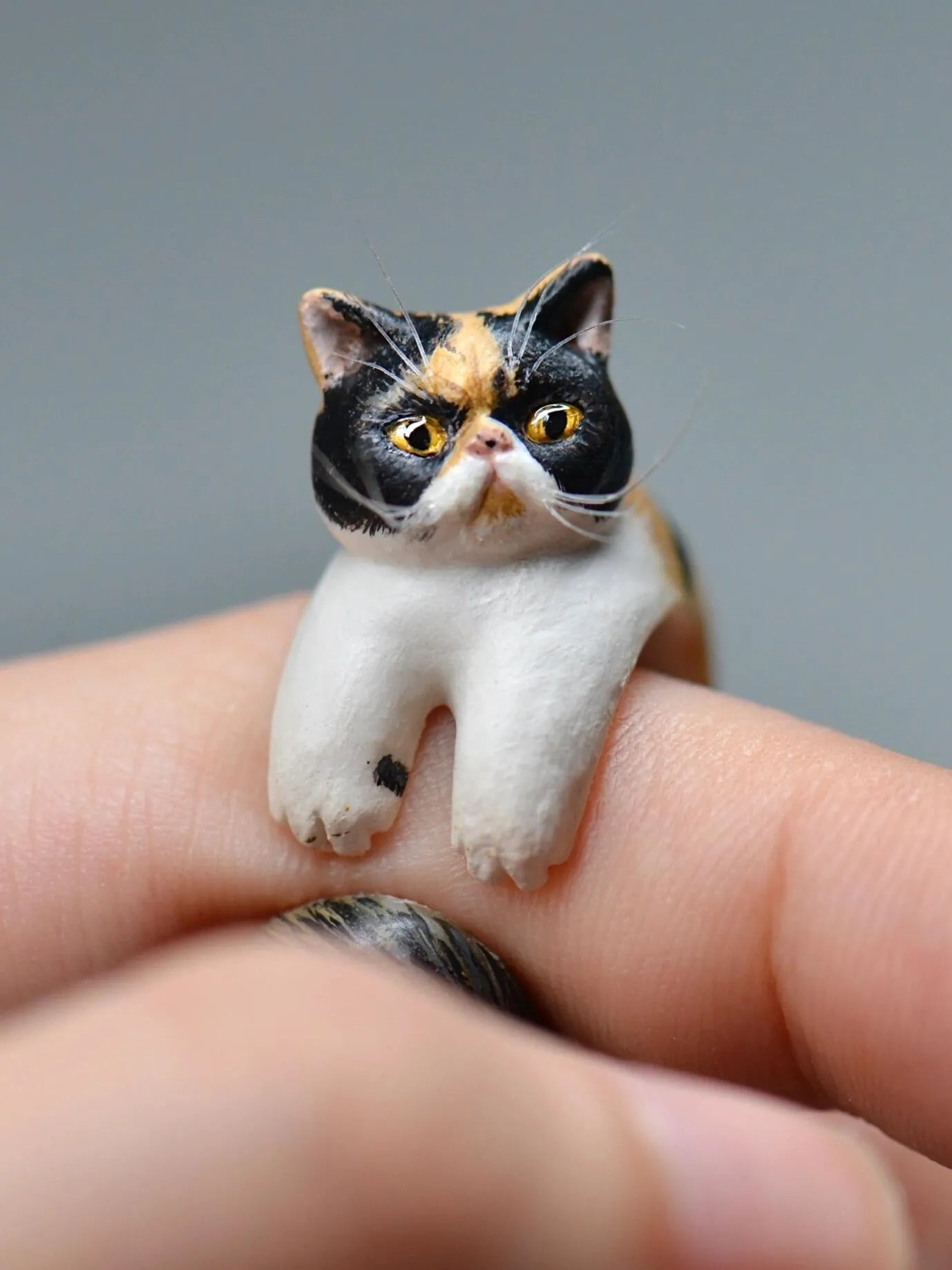 Custom Handcrafted 3D Pet Portrait Clay Ring with Your Pet Photo