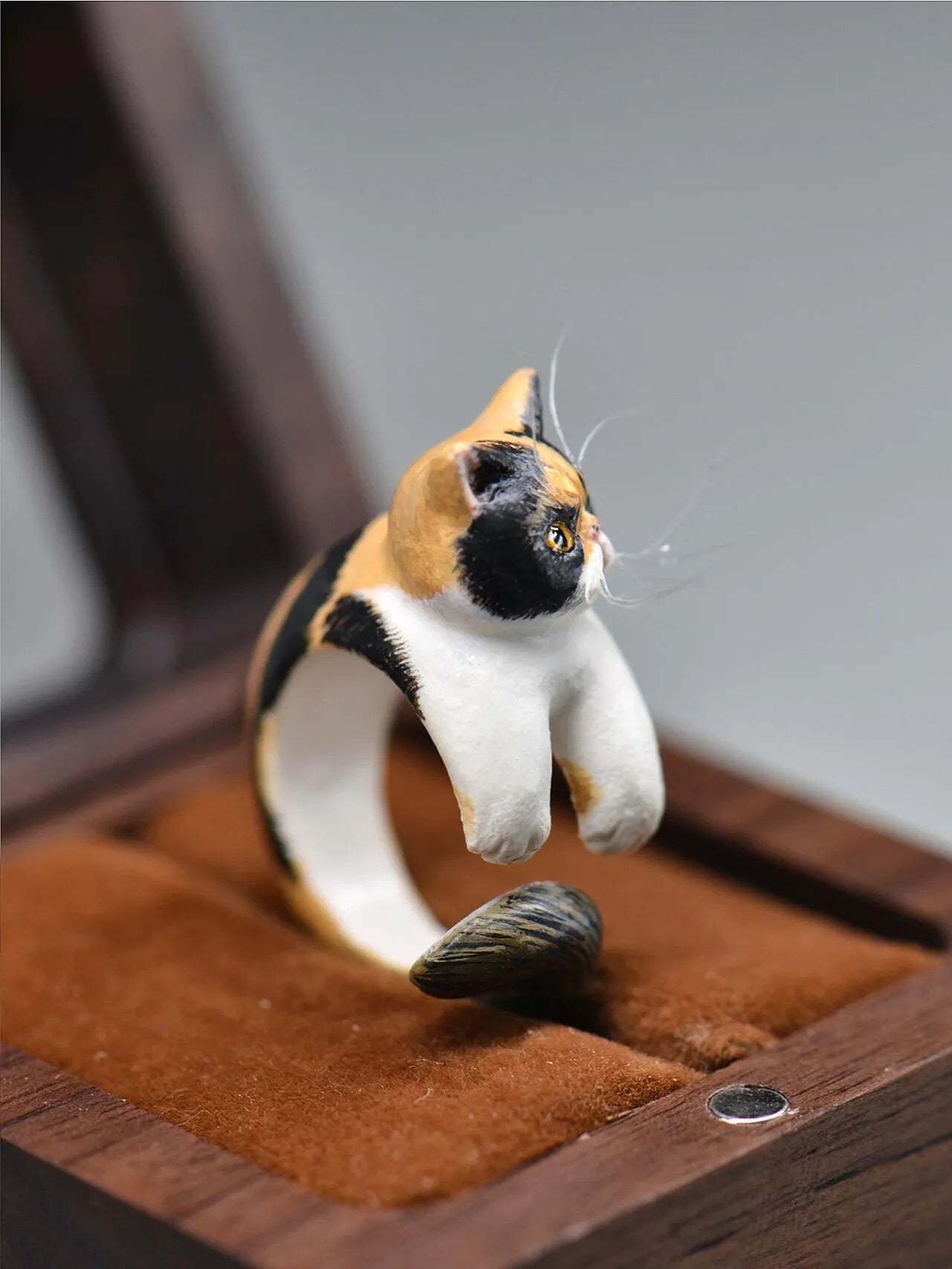 Custom Handcrafted 3D Pet Portrait Clay Ring with Your Pet Photo