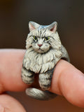 Custom Handcrafted 3D Pet Portrait Clay Ring with Your Pet Photo