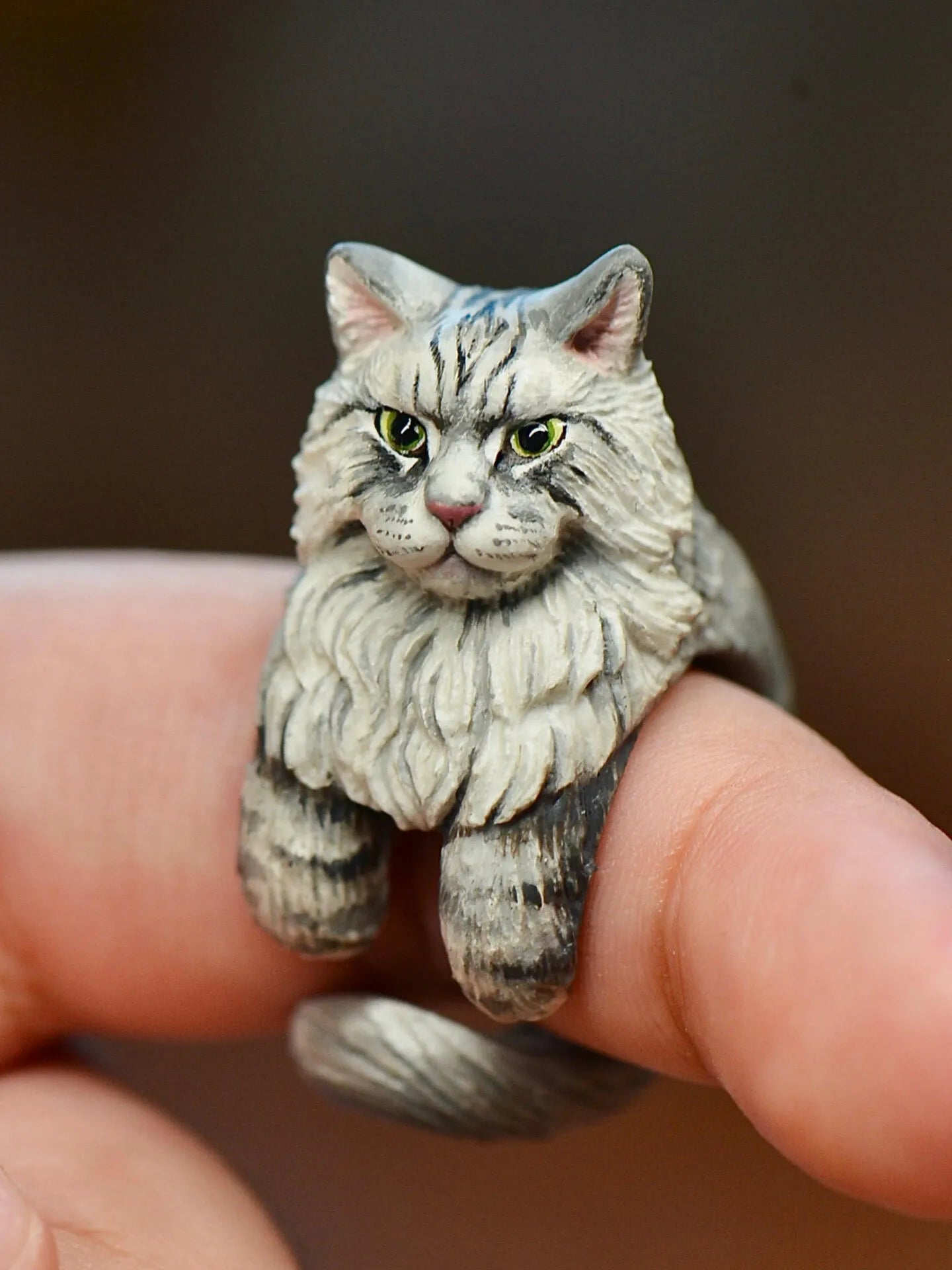 Custom Handcrafted 3D Pet Portrait Clay Ring with Your Pet Photo