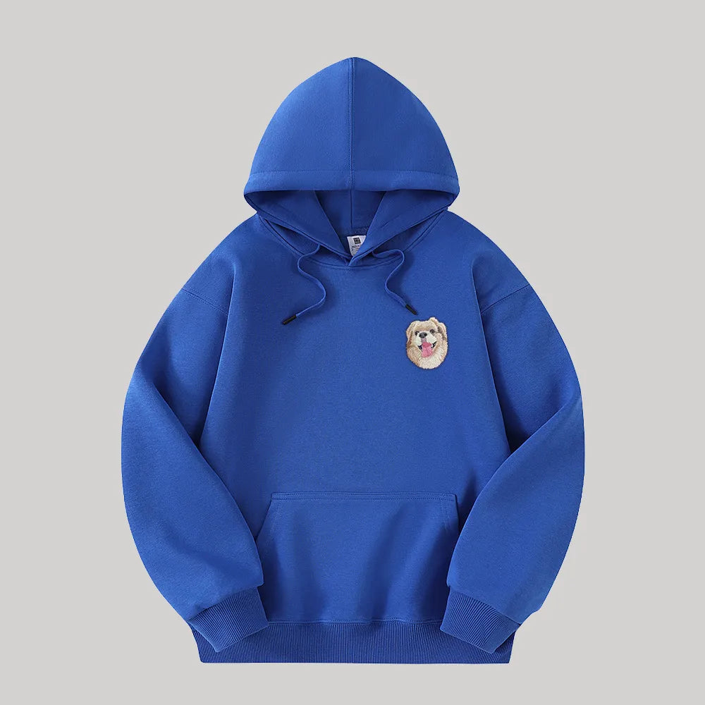 Custom Hooded Sweatshirt with Pet Portrait – 320g Solid Color Design Hoodie