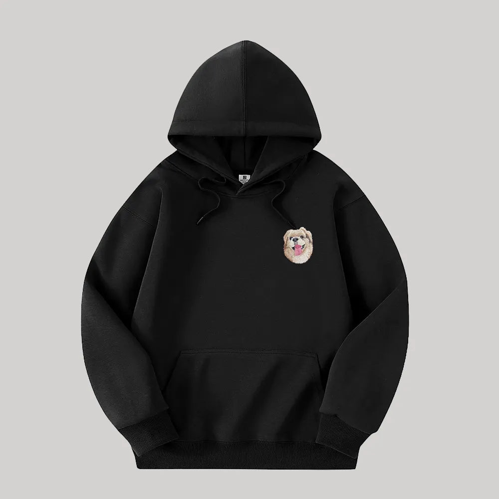 Custom Hooded Sweatshirt with Pet Portrait – 320g Solid Color Design Hoodie