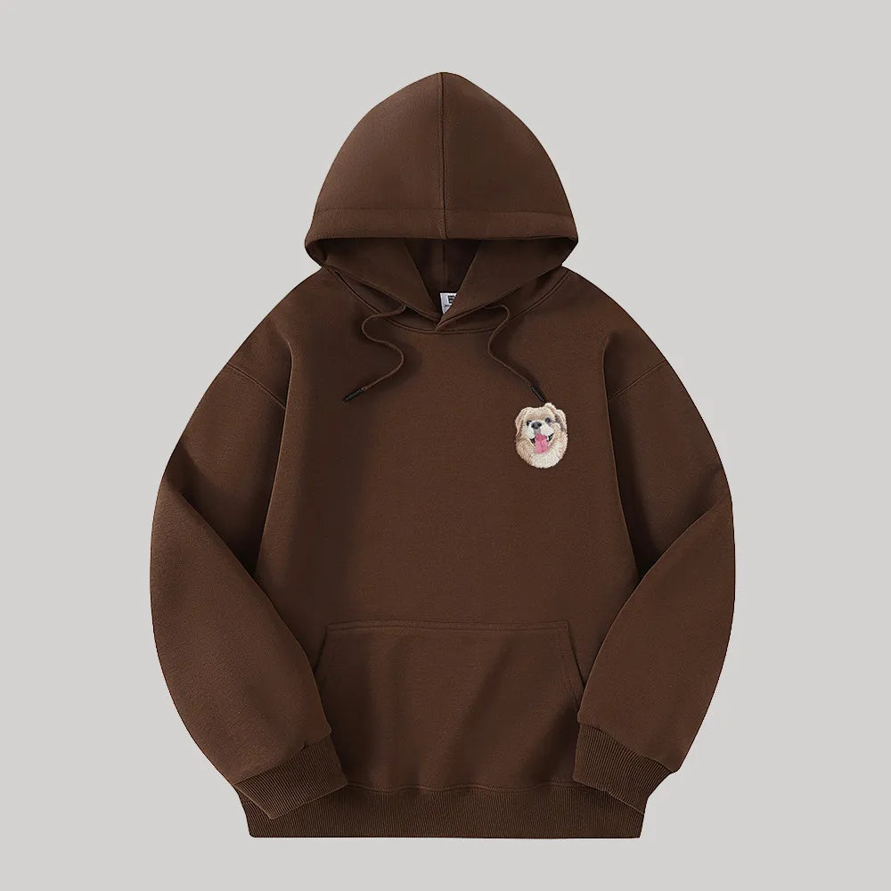 Custom Hooded Sweatshirt with Pet Portrait – 320g Solid Color Design Hoodie