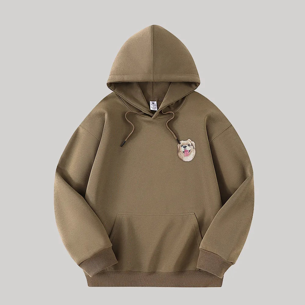 Custom Hooded Sweatshirt with Pet Portrait – 320g Solid Color Design Hoodie
